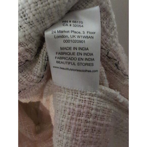 Beautiful Stories Anthropologie pink cream tweed boho beaded - Picture 10 of 10